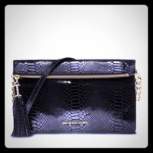 Michael Kors Clutch Weston Patent Python Embossed
